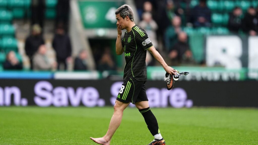 Daizen Maeda playing for Celtic in the Scottish Premiership