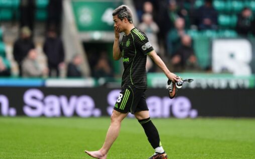 Daizen Maeda playing for Celtic in the Scottish Premiership