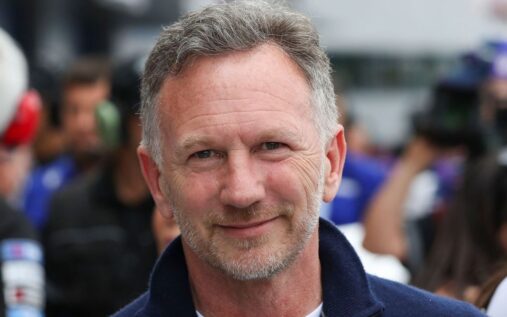 Christian Horner looking on from the Formula 1 pit lane