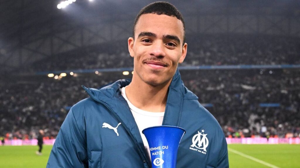 Mason Greenwood looking dejected on the pitch while playing for Marseille in Ligue 1