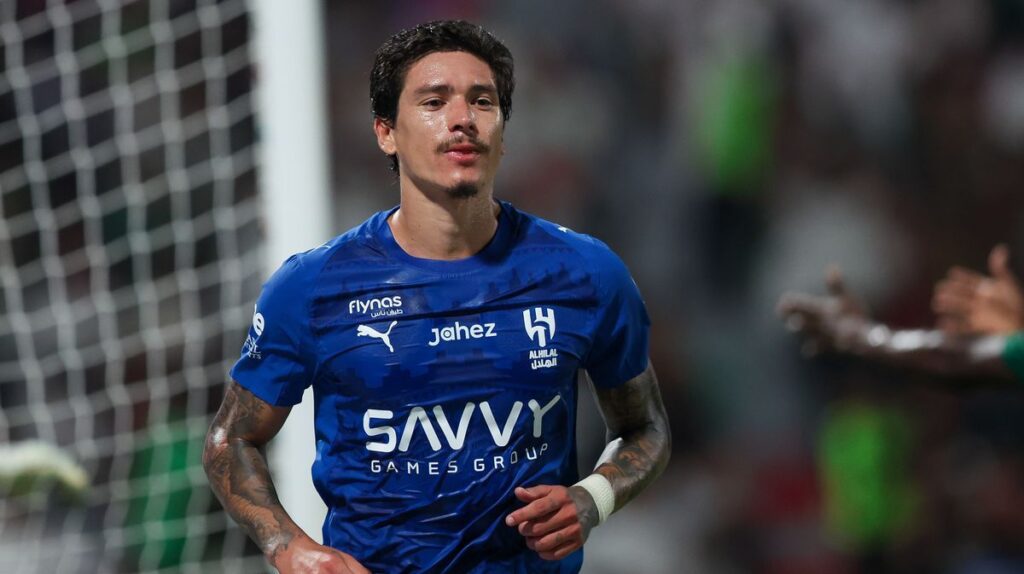 Darwin Nunez looking serious on the pitch during a match