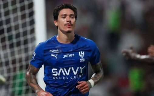 Darwin Nunez looking serious on the pitch during a match