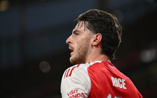 Declan Rice playing for Arsenal in the Premier League