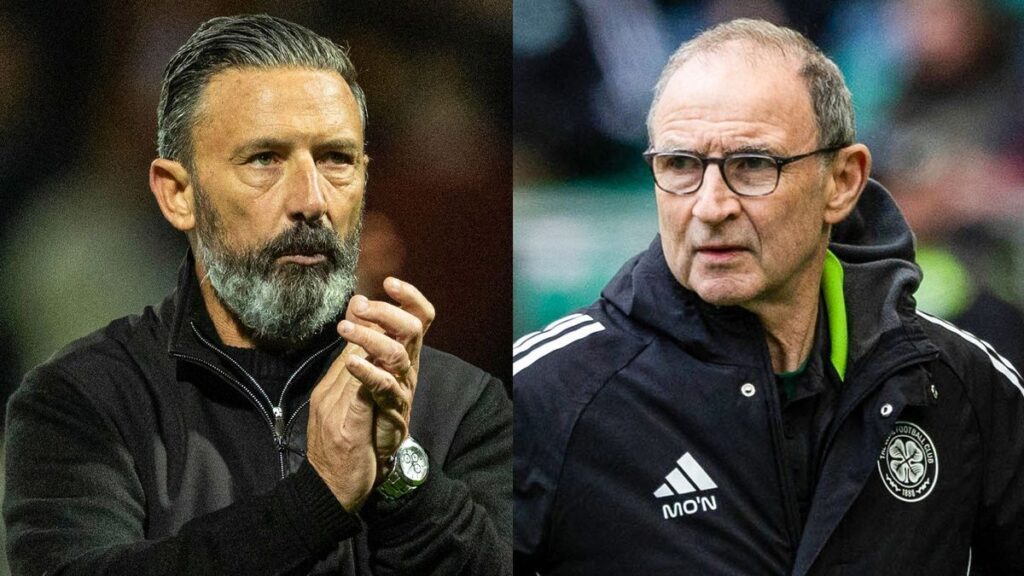 Hearts manager Derek McInnes reacting on the touchline during a Scottish Premiership match