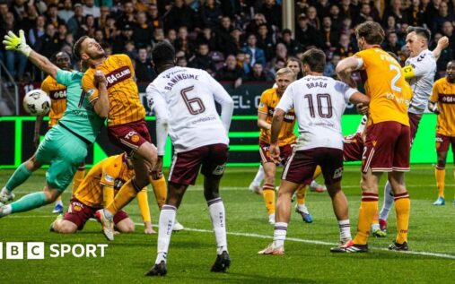 Dejected Hearts players react after dropping crucial points in their match against Motherwell