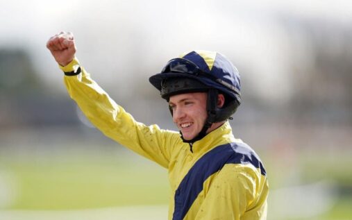 Jockey Michael O'Sullivan riding during a horse race before his tragic passing