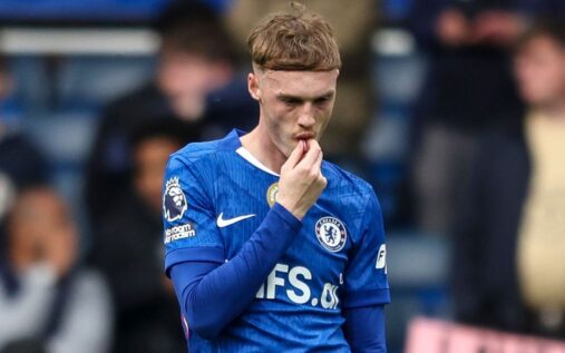 Dejected Chelsea players looking down during their 3-1 Premier League defeat against Nottingham Forest at Stamford Bridge