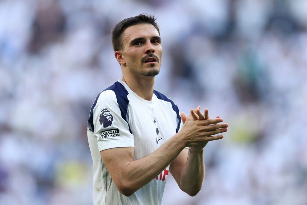 Joao Palhinha celebrating during a Premier League match for Tottenham Hotspur