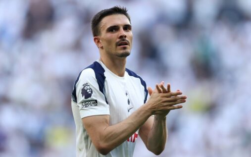 Joao Palhinha celebrating during a Premier League match for Tottenham Hotspur
