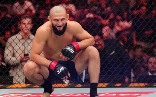 Khamzat Chimaev preparing to fight inside the UFC octagon