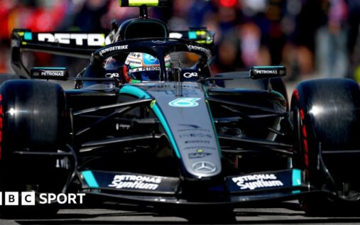 Kimi Antonelli steering his Mercedes Formula 1 car during the Canadian Grand Prix practice session.