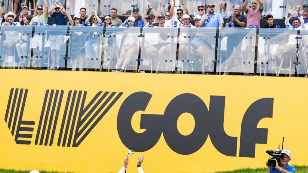 Bryson DeChambeau and Jon Rahm playing in a LIV Golf tournament