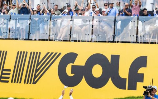 Bryson DeChambeau and Jon Rahm playing in a LIV Golf tournament