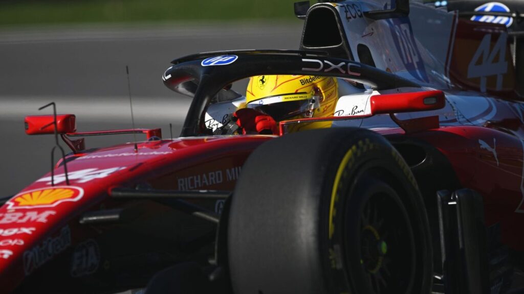 Lewis Hamilton driving his Ferrari on track during the Canadian Grand Prix