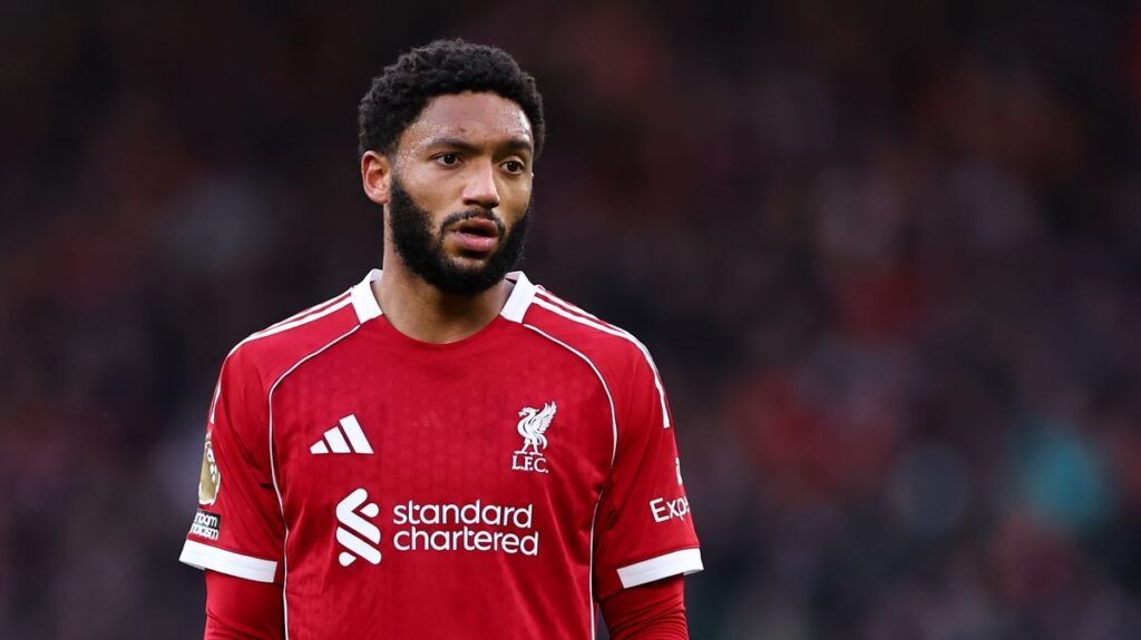 Joe Gomez looking thoughtful during a Liverpool Premier League match