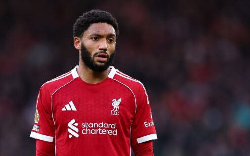 Joe Gomez looking thoughtful during a Liverpool Premier League match