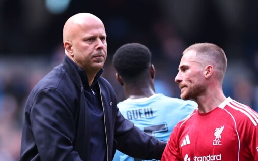 Liverpool midfielder Alexis Mac Allister looking thoughtful on the pitch during a Premier League match