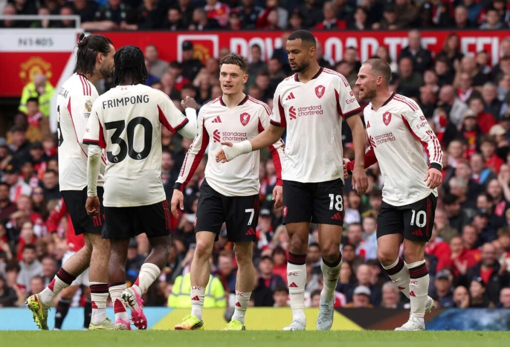 Liverpool manager Arne Slot instructing his players from the touchline during a Premier League match