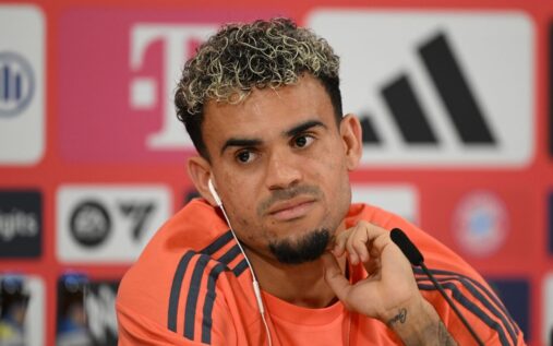 Luis Diaz playing for Bayern Munich during a Champions League match