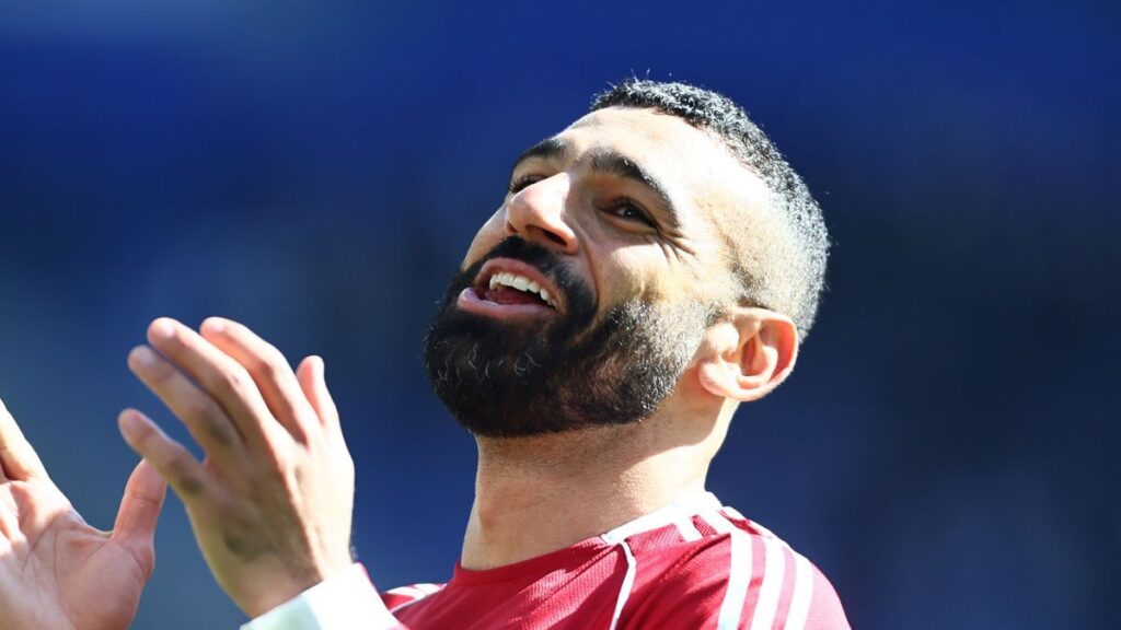 Mohamed Salah playing for Liverpool in the Premier League