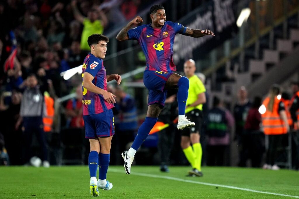 Marcus Rashford in action for Barcelona during his loan spell in Spain