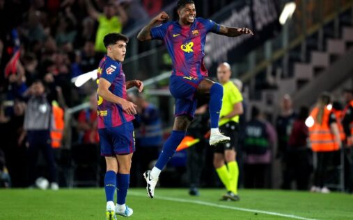 Marcus Rashford in action for Barcelona during his loan spell in Spain