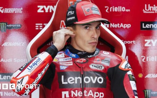 Marc Marquez riding his Ducati motorcycle during the MotoGP French Grand Prix at Le Mans