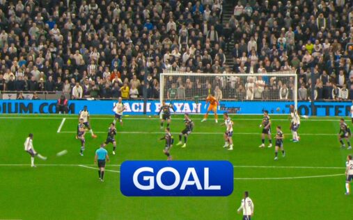Mathys Tel celebrating his spectacular 50th-minute goal for Tottenham Hotspur