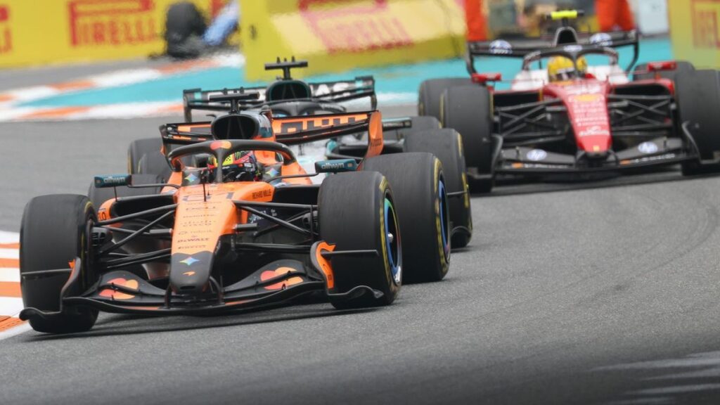 Kimi Antonelli driving the Mercedes Formula 1 car during the Miami Grand Prix