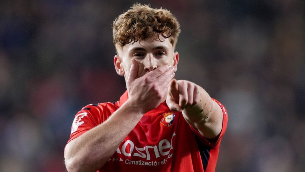 Osasuna winger Victor Munoz playing in a Spanish La Liga football match