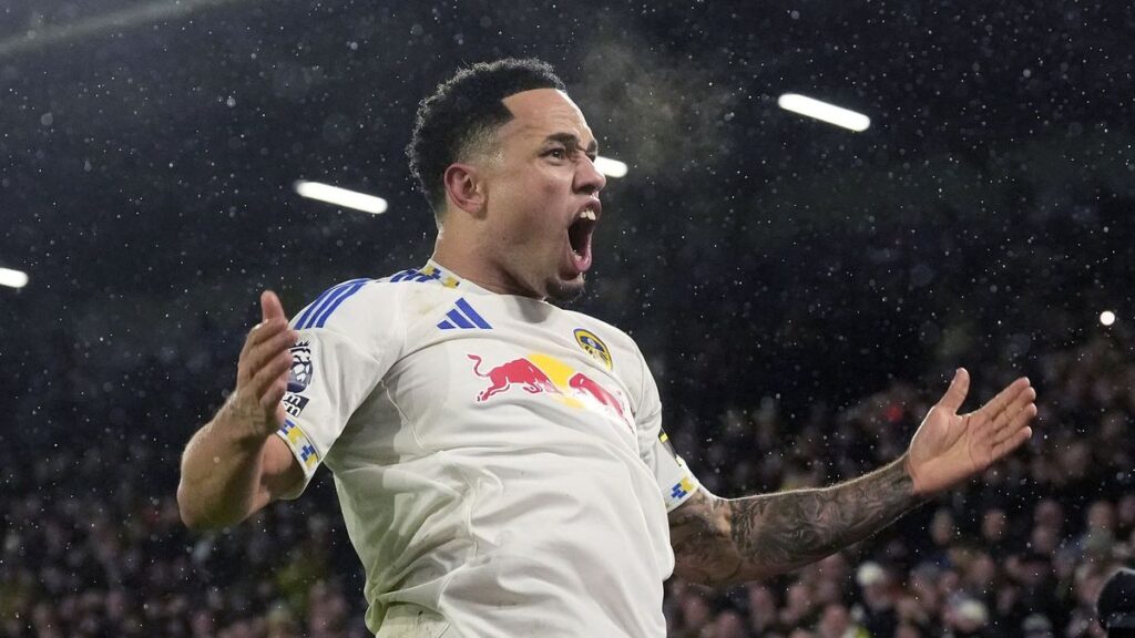 Noah Okafor playing for Leeds United in the Premier League