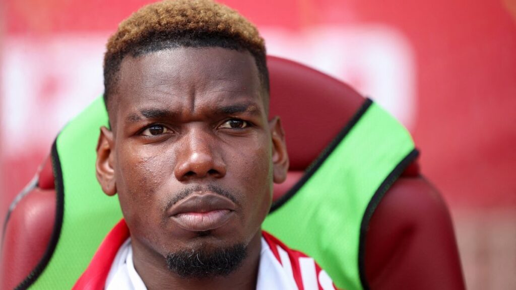 Paul Pogba walking on the pitch while playing for Monaco in Ligue 1
