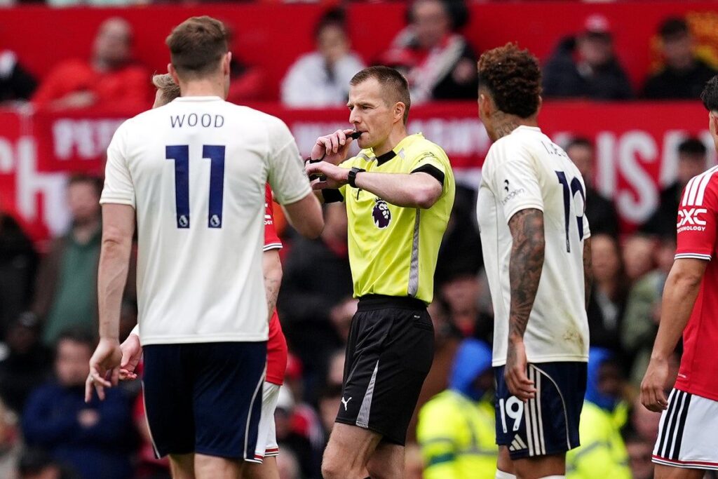 Referee Michael Salisbury looking serious during a Premier League football match