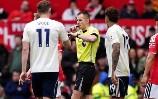 Referee Michael Salisbury looking serious during a Premier League football match
