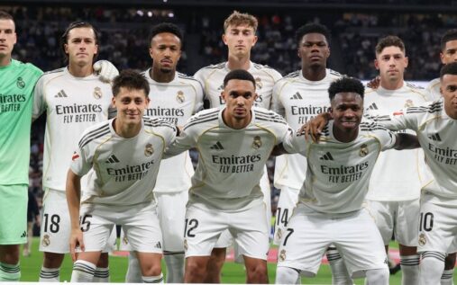 Vinicius Junior looking serious on the pitch for Real Madrid