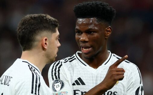 Real Madrid midfielders Federico Valverde and Aurelien Tchouameni