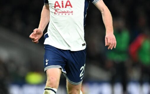 Dejan Kulusevski of Tottenham Hotspur looking dejected on the football pitch