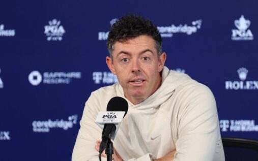 Rory McIlroy looking frustrated on the golf course