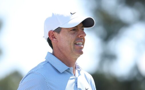 Rory McIlroy wearing the green jacket after winning the Masters