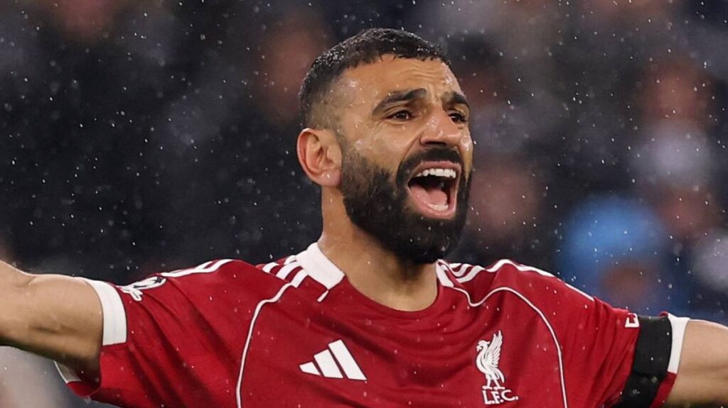Mohamed Salah looking frustrated while playing for Liverpool in the Premier League
