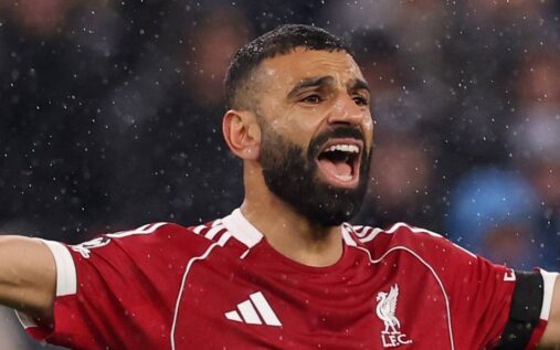 Mohamed Salah looking frustrated while playing for Liverpool in the Premier League