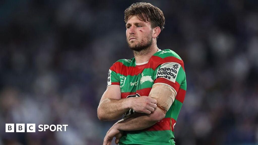 Jai Arrow wearing the South Sydney Rabbitohs jersey during an NRL match