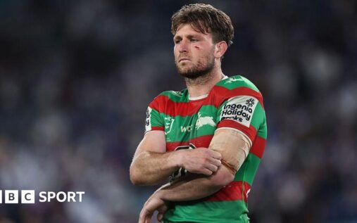 Jai Arrow wearing the South Sydney Rabbitohs jersey during an NRL match
