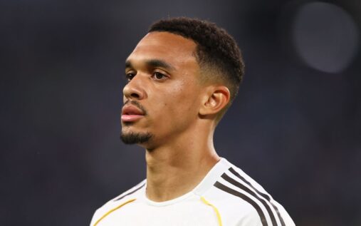 Trent Alexander-Arnold playing in a white Real Madrid jersey