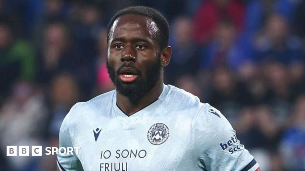 Keinan Davis playing for Udinese during a Serie A football match