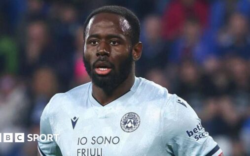 Keinan Davis playing for Udinese during a Serie A football match
