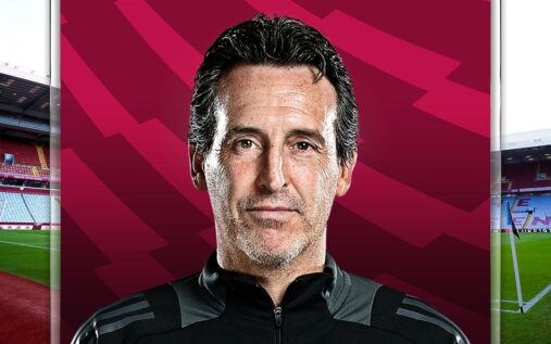 Aston Villa manager Unai Emery gesturing on the touchline during a Premier League match