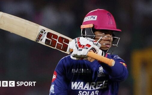 Vaibhav Sooryavanshi batting for Rajasthan Royals during his 93-run innings against Lucknow Super Giants