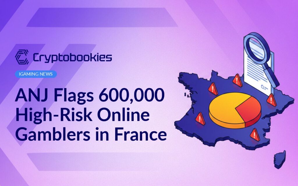 Map of France with red warning markers, a highlighted pie chart, and a report under a magnifying glass on the right side