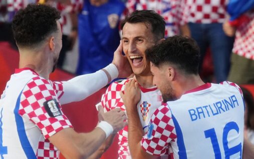 Ante Budimir of Croatia celebrating his winning goal against Panama at the 2026 World Cup in Toronto